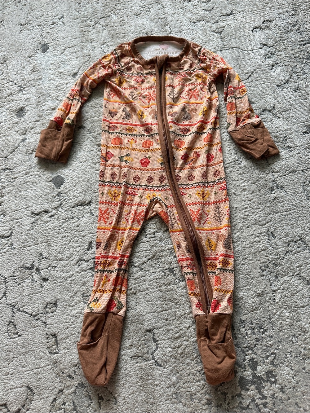 Little Sleepies Brown Multicolor Fair Isle Footed‎ One-Piece